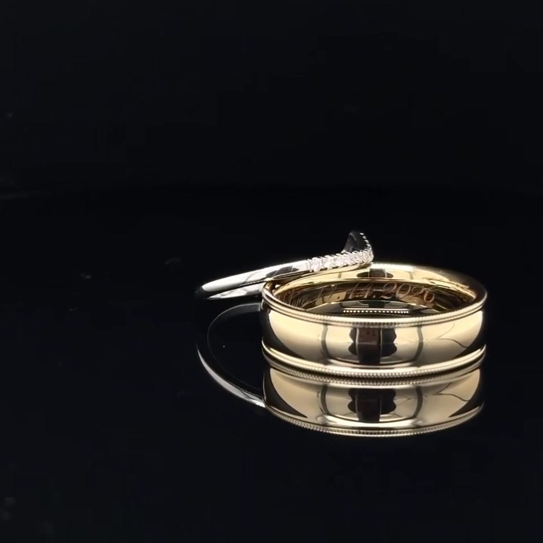 His and Hers Wedding Bands with Matching Engravings