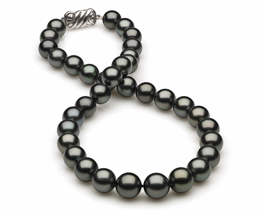 Dark Black Tahitian Pearl Necklace