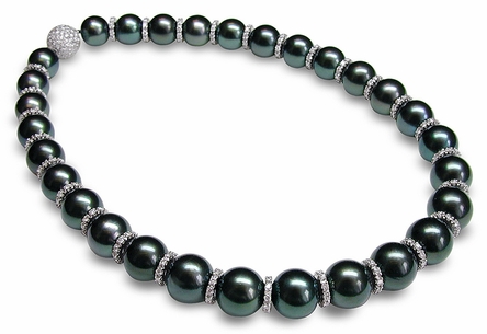 Black Green Tahitian Pearl Necklace