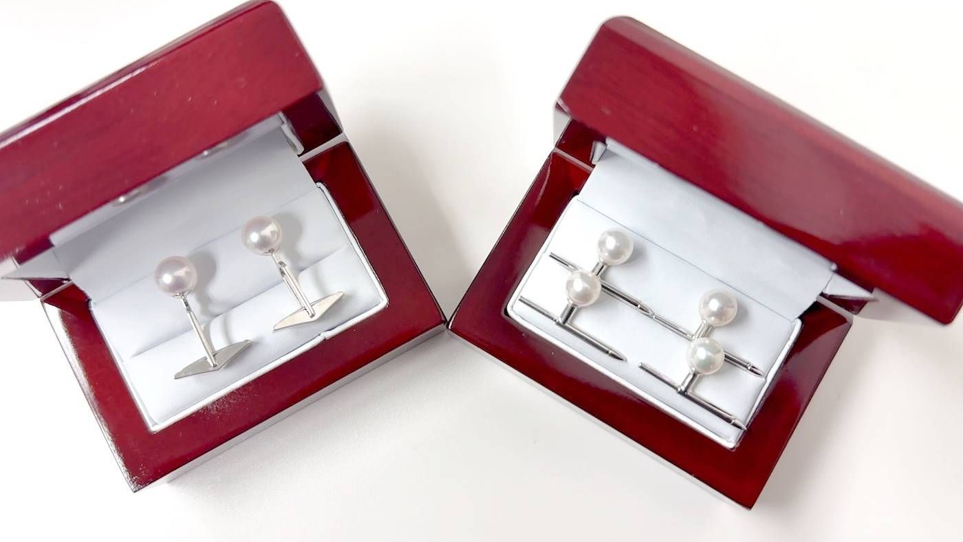 Japanese Akoya Cultured Pearl Cufflinks in 14K White Gold