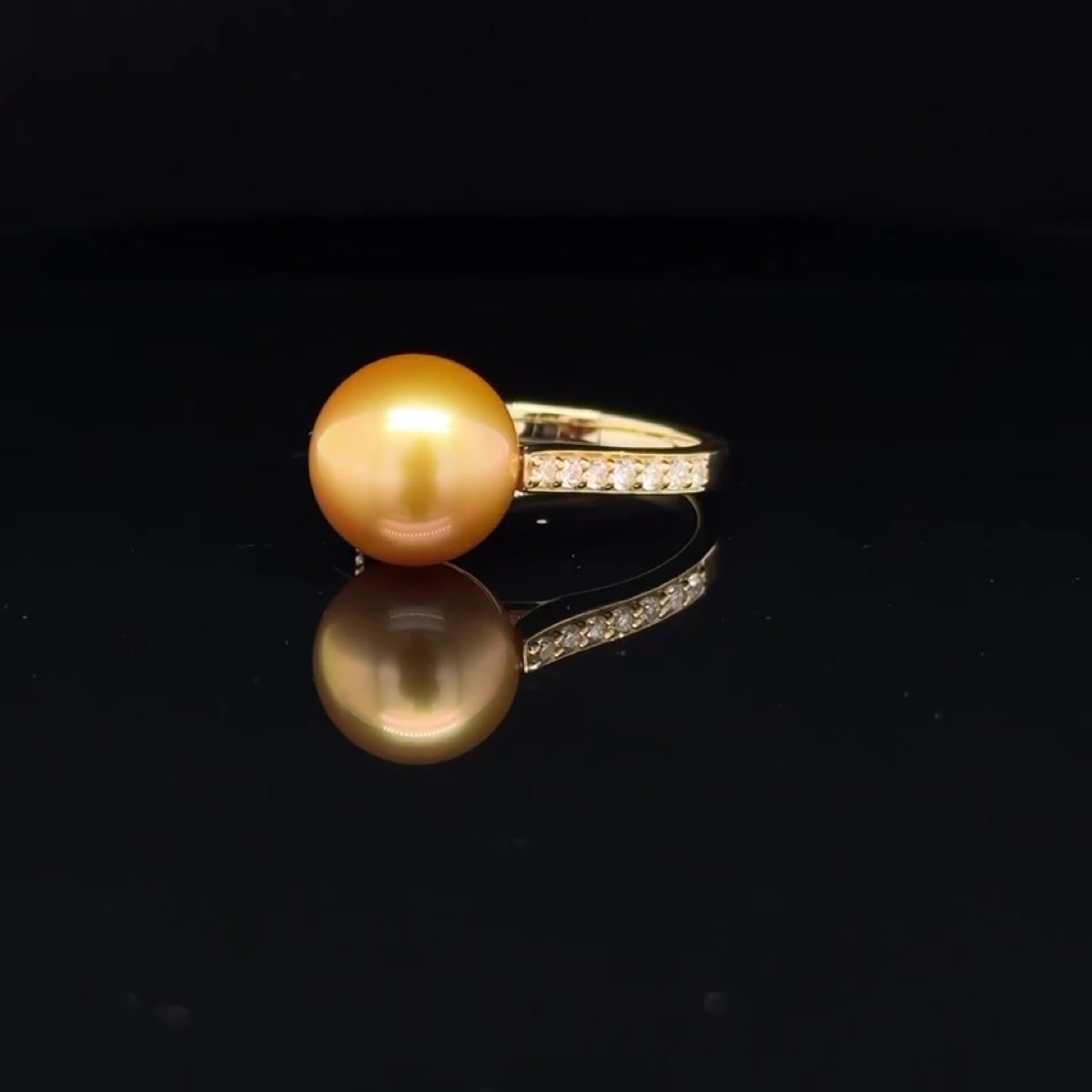 Golden South Sea Pearl Helix Ring