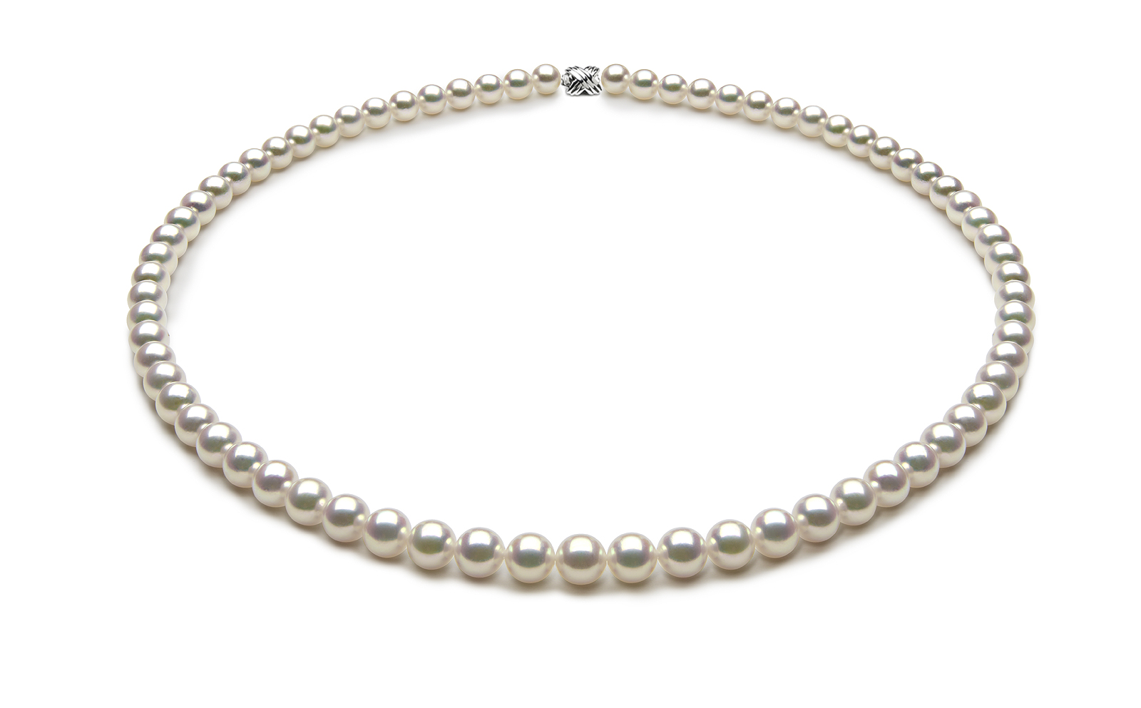 5.5 x 6mm Japanese Akoya White Pearl Necklace Top View