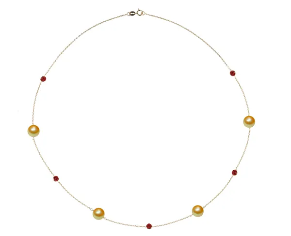 Golden South Sea Pearl and Ruby Necklace