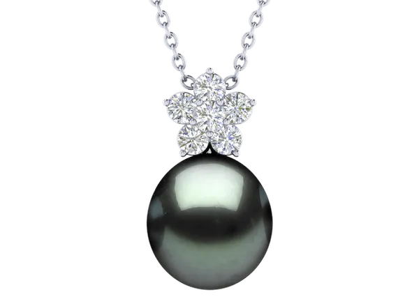 Flora Black Tahitian Drop Pearl Pendant