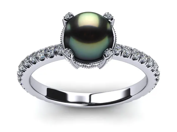 Tahitian Pearl Pave Crown Ring