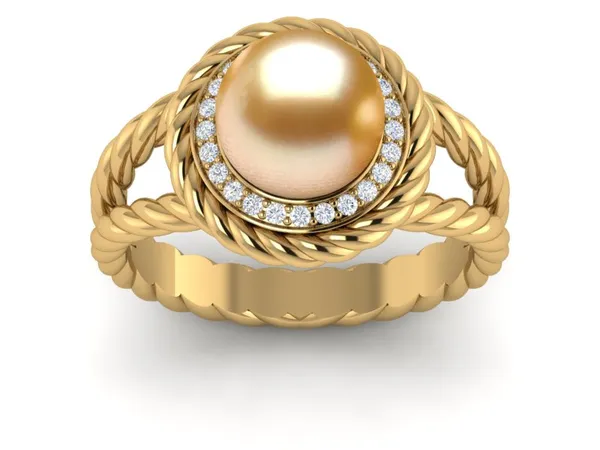 Golden Pearl Pearl Double Cable Ring