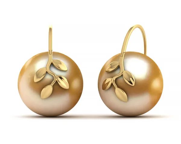 Golden Pearl Olive Branch Earring