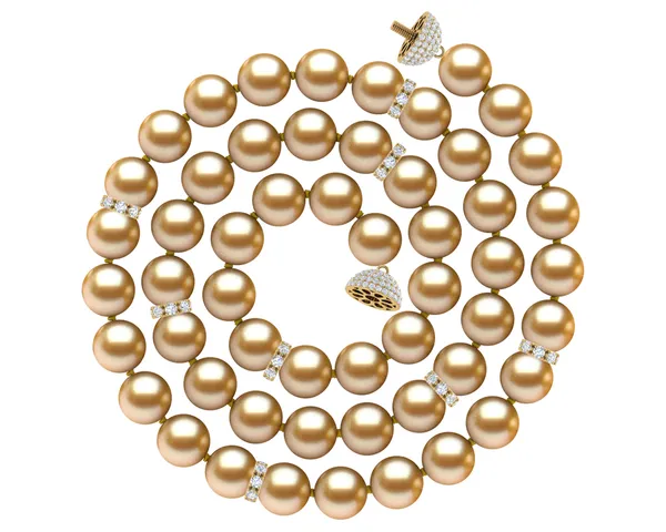 Golden South Sea Pearl Diamond Rondell Necklace