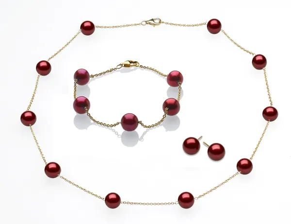 Cranberry Tin Cup Pearl Set