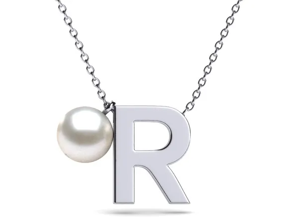 Initial Pearl Necklace Letter R