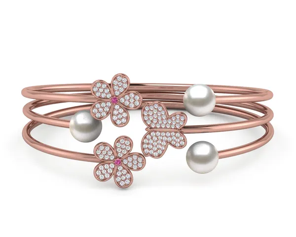 South Sea Pearl Butterfly Flower Bangle