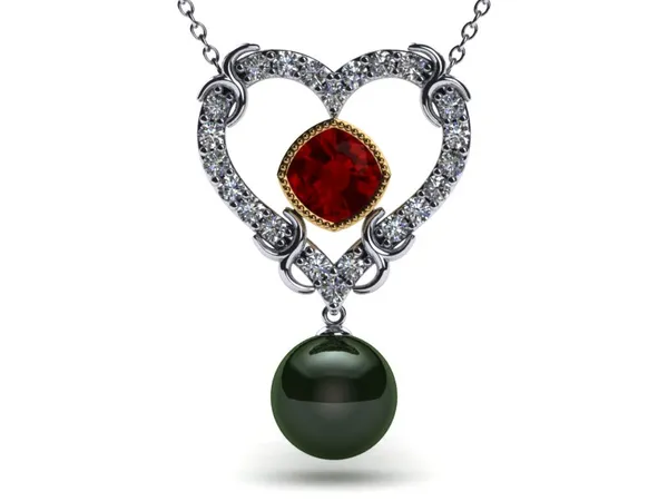Vintage Heart Pearl Pendant