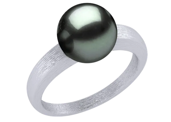 Steel a Black Tahitian Cultured Pearl Ring