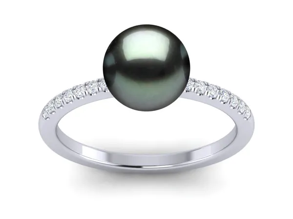 Tahitian Pearl Ring Micro Pave