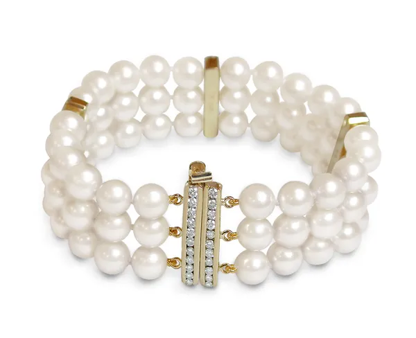 Olivia a Japanese Akoya Triple Strand Pearl Bracelet