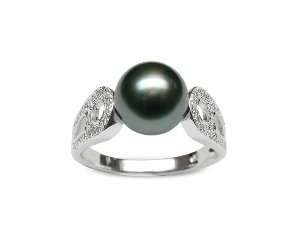 Emania a Black Tahitian Cultured Pearl Ring