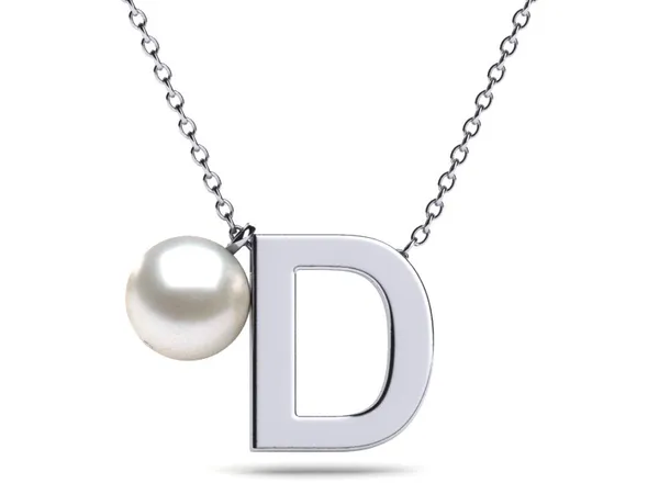 Initial Pearl Necklace Letter D