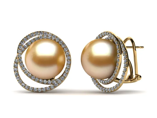 Golden Pearl Continuous Circle Earring