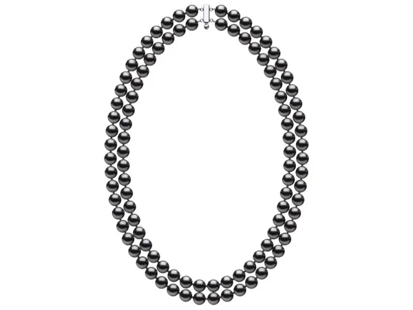 7 x 8mm Dark Black Freshwater Double Strand Pearl Choker
