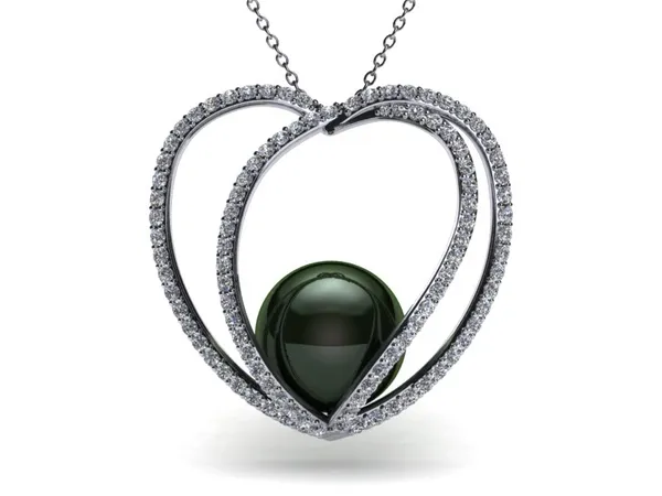 Tahitian Pearl 3D Heart Pendant