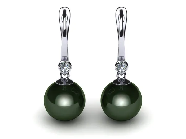 Tahitian Pearl Earring Lever Drop With Diamond