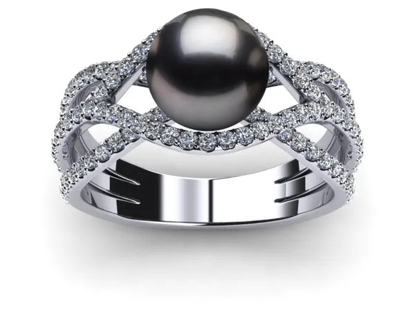 Tahitian Pearl Rainbow Engagement Ring with Wedding Band Set
