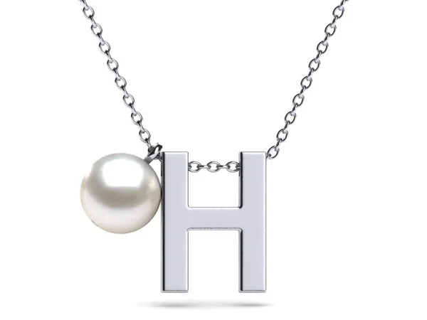 Initial Pearl Necklace Letter H