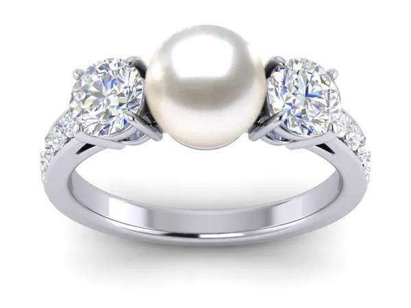White South Sea Pave Pearl Ring