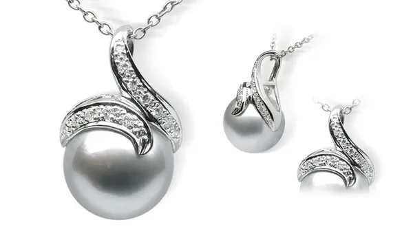 Demeter a Dove Silver Tahitian South Sea Cultured Pearl Pendant