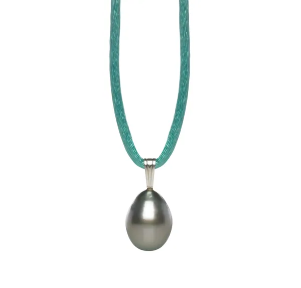 Pearl Silk Cord Necklace with Black Tahitian Pearl