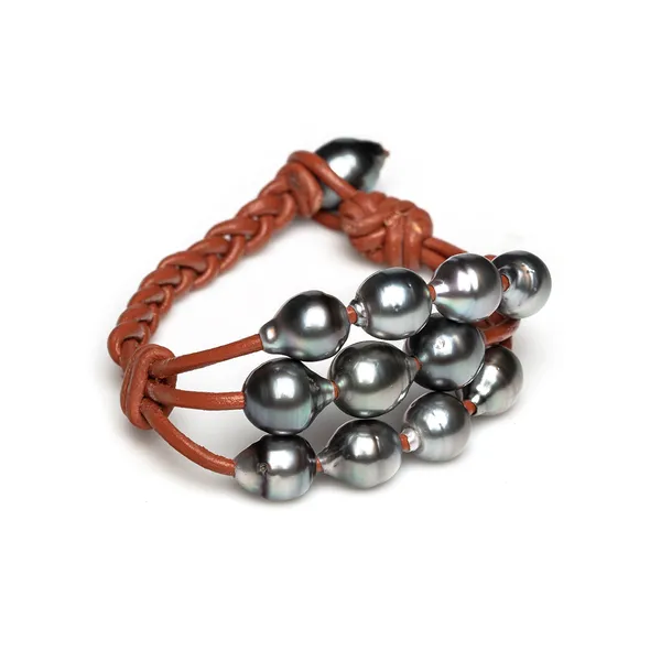 Tahitian Pearl Grey Baroque 3 Row Waterfall Bracelet