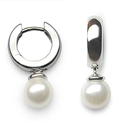 6mm White Hoop Pearl Earring