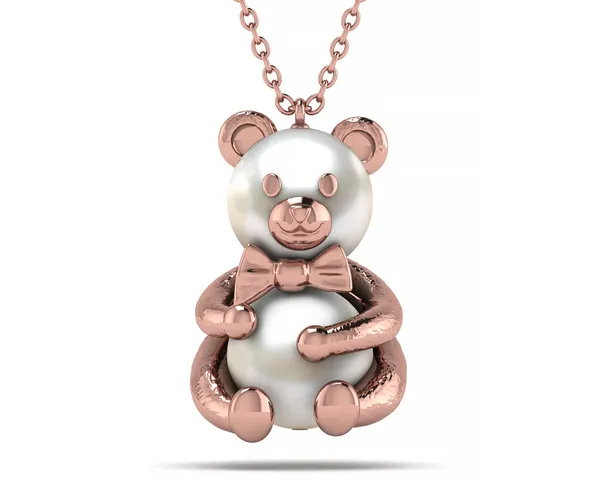 Akoya Pearl Teddy Bear Hugging Necklace