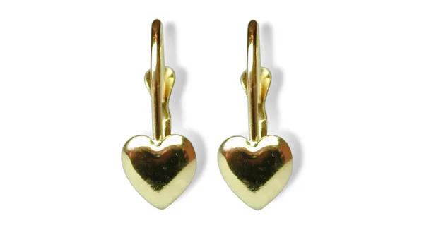 14K Yellow Gold Heart Earring