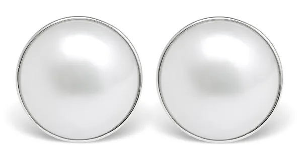 Circle White Mabe Earring