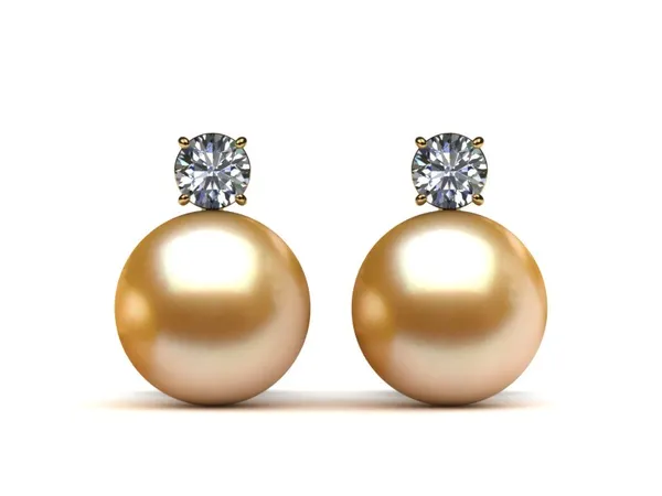 Golden Pearl Diamond Clip Back Earring