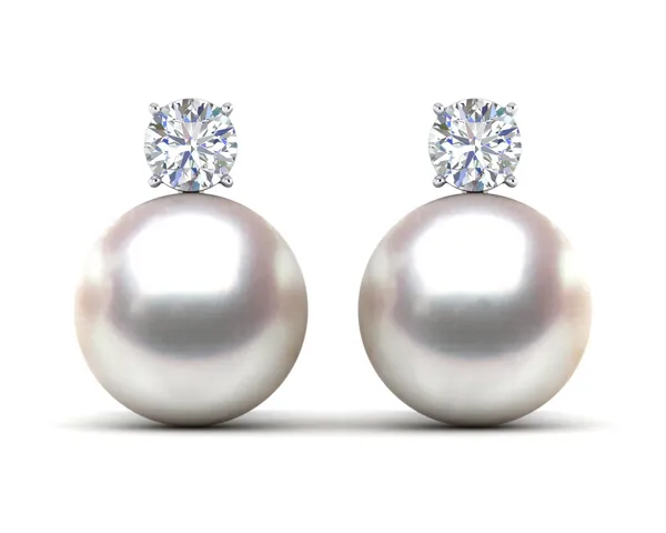 12mm South Sea Pearl & Diamond Earring .40 carats t.d.w.