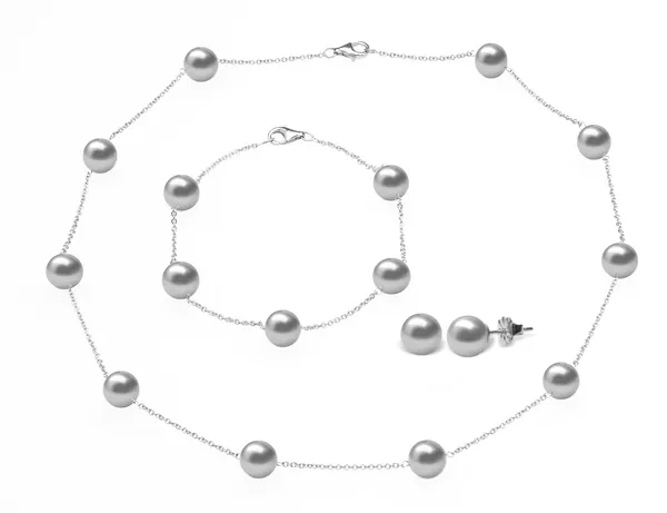 Grey Freshwater Tin Cup Pearl Set