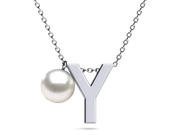 Initial Pearl Necklace Letter Y