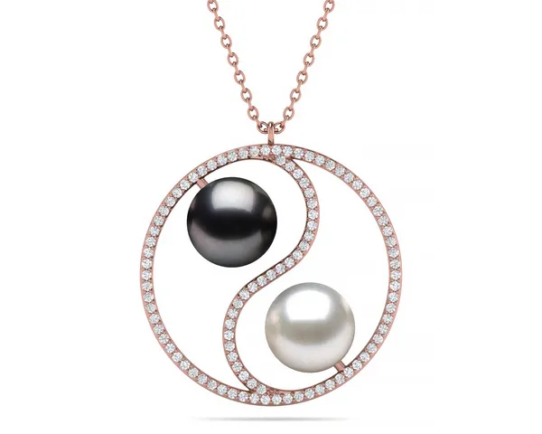 Tahitian Pearl and Diamond Yin Yang Pendant