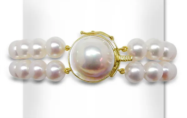9mm Freshwater Pearl Bracelet w/Mabe Clasp