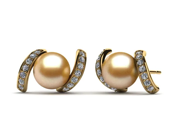 Golden Pearl Swirl Earring