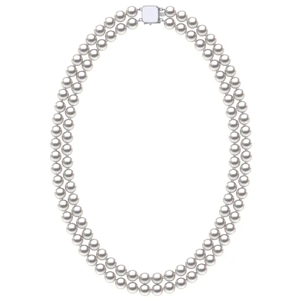 TRUE AAA Quality 7 x 7.5mm White Akoya Cultured Pearl Double Strand Necklace