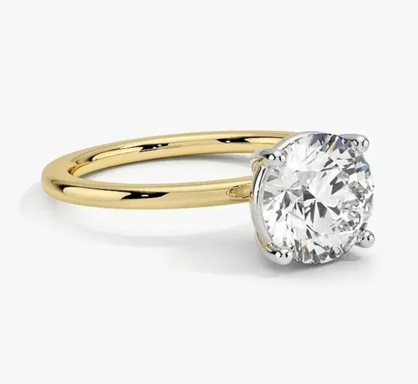 2.73 D VS1 Lab Diamond Report No. 6471600281 set in 14K Yellow Gold Band with Platinum Four Prong Setting in Ring Size 7