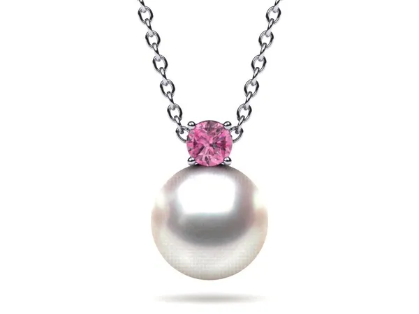 South Sea Pearl & Diamond Timeless Pendant with Pink Sapphire