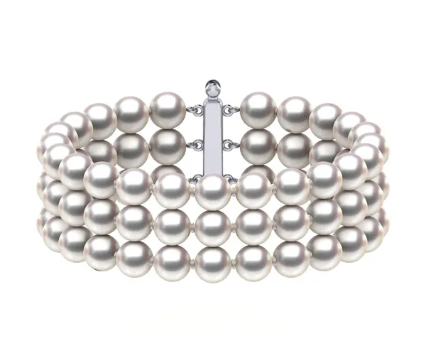 6.5 x 7mm White Akoya Triple Strand Pearl Bracelet