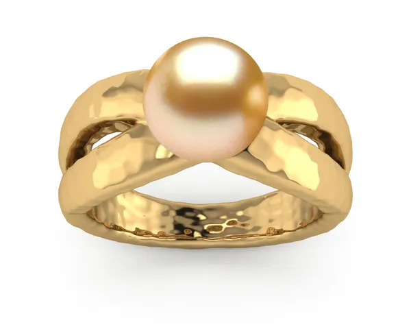 Golden Pearl Joyce Ring Hammered