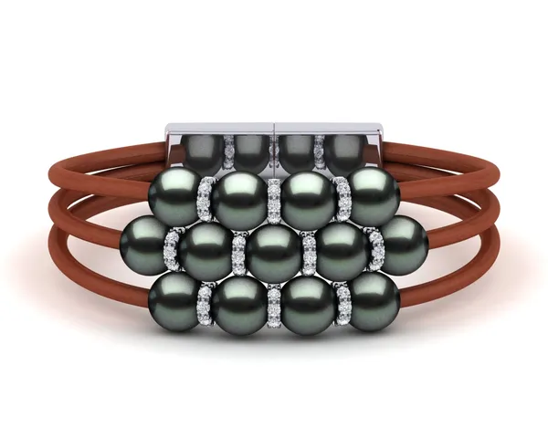 Tahitian Pearl Rondell Leather Bracelet