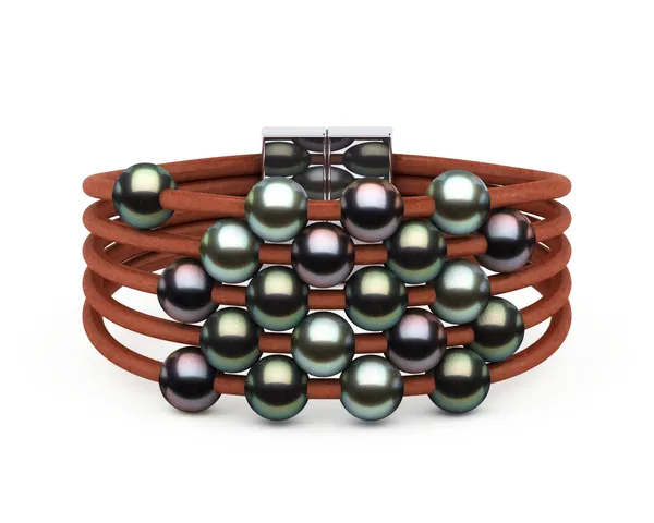 Tahitian Pearl Round Waterfall 5 Row Bracelet