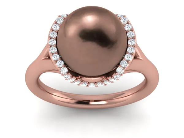 Freshwater Mocha Pearl Cradle Ring